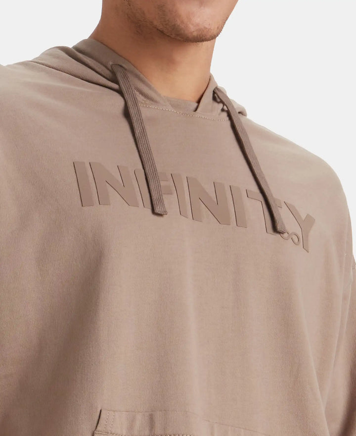 Super Combed Cotton French Terry Oversized Hoodie T-Shirt - Taupe Grey