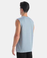 Super Combed Cotton Rich Graphic Print Oversized Tank Top - Windward Blue