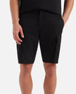 Super Combed Mercerised Cotton Woven Straight Fit Cargo Shorts with Side Pockets - Black