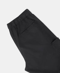 Super Combed Cotton Woven Straight Fit Cargo Shorts with Seven Pockets - Black