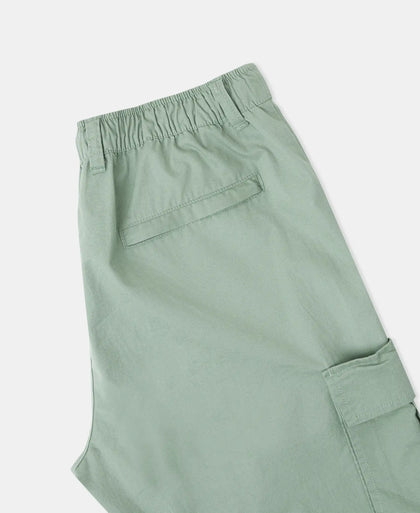 Super Combed Mercerised Cotton Woven Straight Fit Cargo Shorts with Side Pockets - Iceberg Green