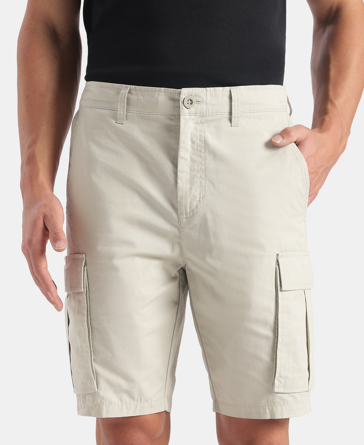Super Combed Cotton Woven Straight Fit Cargo Shorts with Seven Pockets - Moonstruck