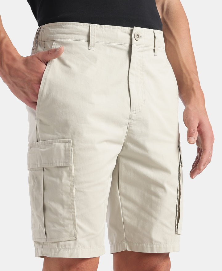 Super Combed Cotton Woven Straight Fit Cargo Shorts with Seven Pockets - Moonstruck