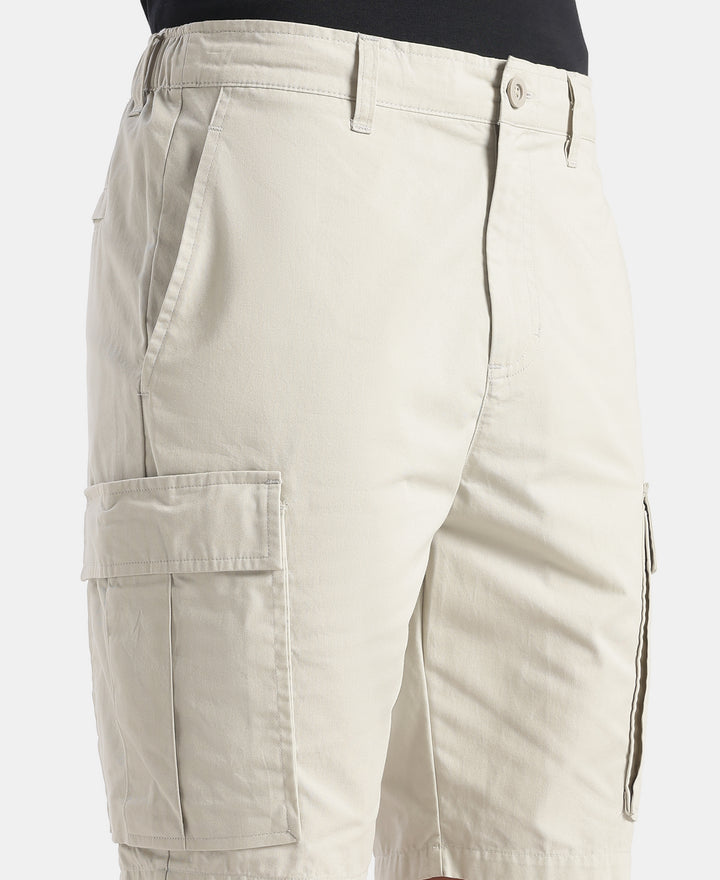 Super Combed Cotton Woven Straight Fit Cargo Shorts with Seven Pockets - Moonstruck