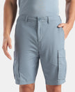 Super Combed Cotton Woven Straight Fit Cargo Shorts with Seven Pockets - Windward Blue