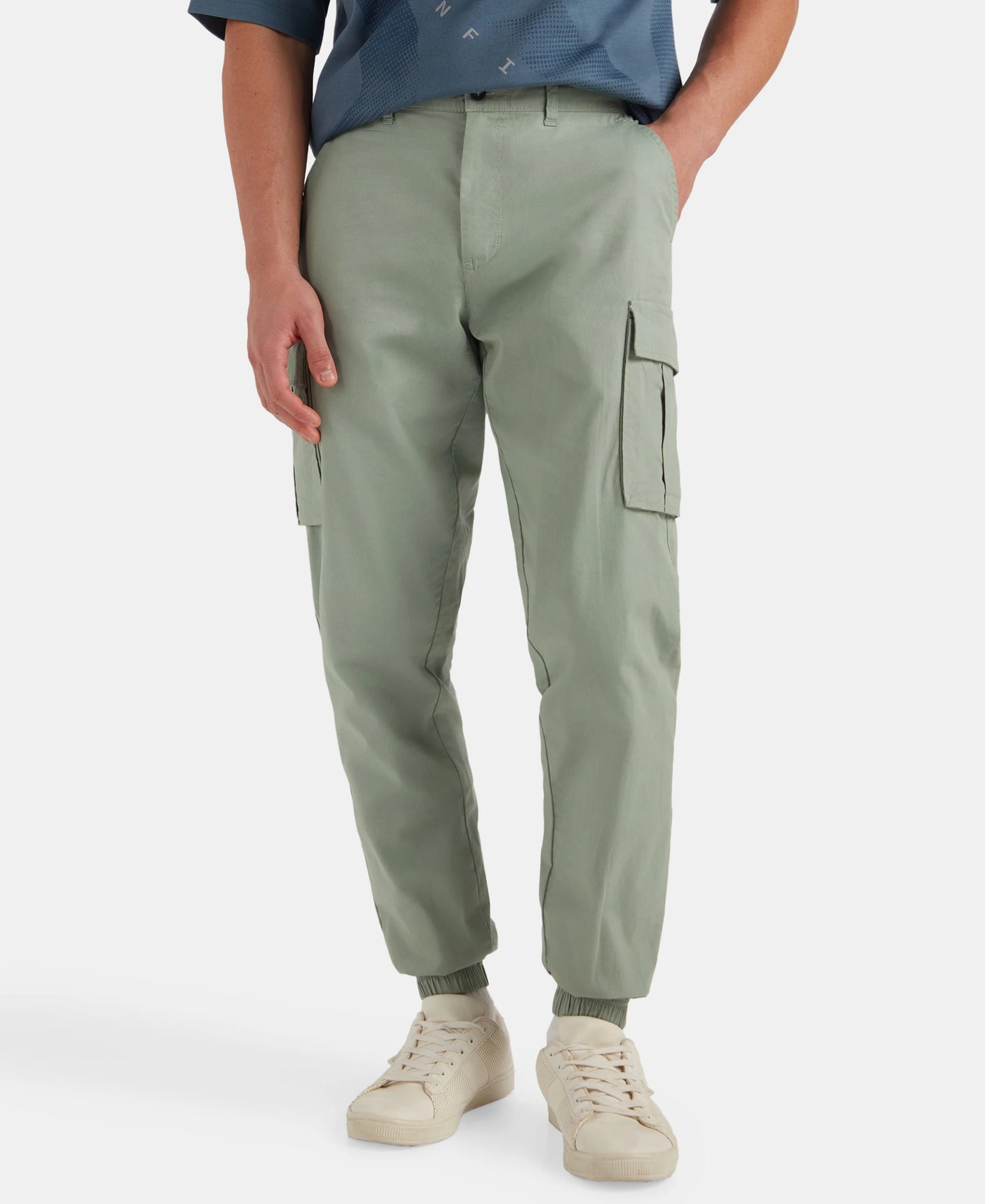 Super Combed Mercerized Cotton Woven Regular Fit Cargo Jogger - Iceberg Green