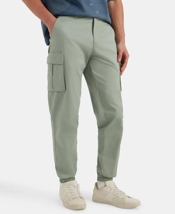 Super Combed Mercerized Cotton Woven Regular Fit Cargo Jogger - Iceberg Green