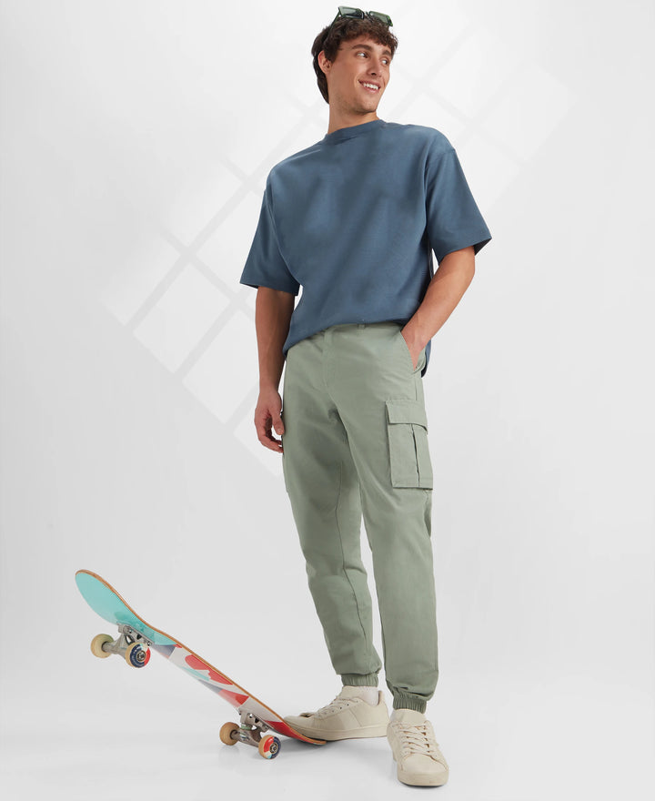 Super Combed Mercerized Cotton Woven Regular Fit Cargo Jogger - Iceberg Green