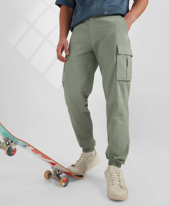 Super Combed Mercerized Cotton Woven Regular Fit Cargo Jogger - Iceberg Green