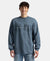 Super Combed Cotton Rich Oversized Fit Graphic Printed Full Sleeve T-Shirt - China Blue