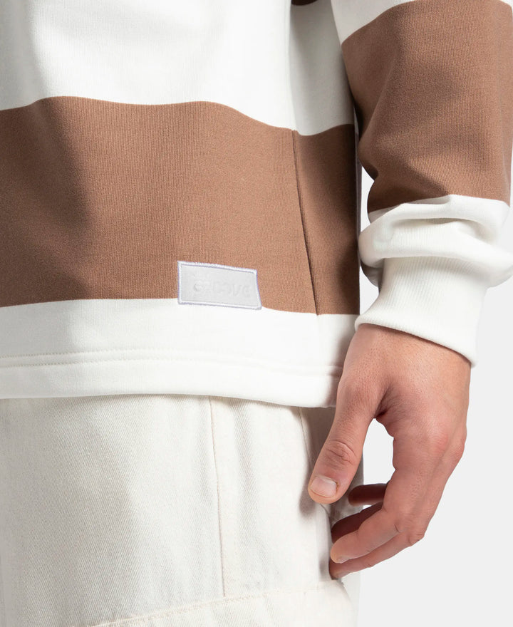 Super Combed Cotton Rich Full Sleeve Striped Polo T-Shirt with Ribbed Cuff - Acorn & Snow White