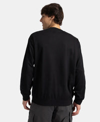 Super Combed Cotton Rich Oversized Graphic Printed Full Sleeve T-Shirt - Black