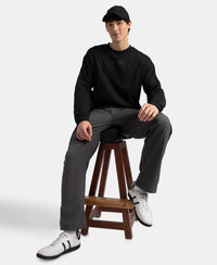 Super Combed Cotton Rich Oversized Graphic Printed Full Sleeve T-Shirt - Black