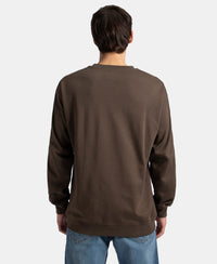 Super Combed Cotton Rich Oversized Graphic Printed Full Sleeve T-Shirt - Turkish Coffee