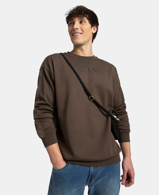 Super Combed Cotton Rich Oversized Graphic Printed Full Sleeve T-Shirt - Turkish Coffee