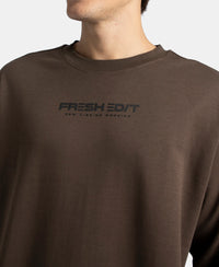 Super Combed Cotton Rich Oversized Graphic Printed Full Sleeve T-Shirt - Turkish Coffee