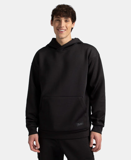 Microfiber Cotton Blend Elastane Stretch Hoodie Sweatshirt - Black