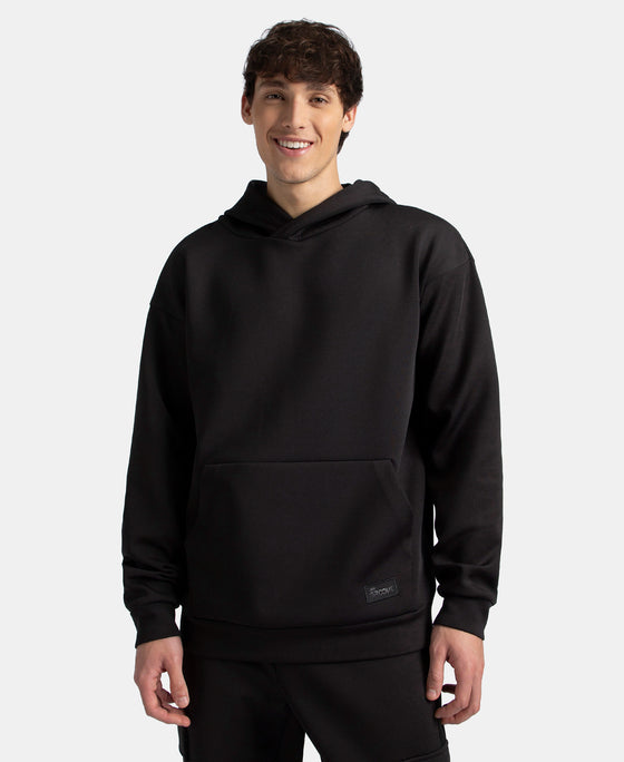Microfiber Cotton Blend Elastane Stretch Hoodie Sweatshirt - Black