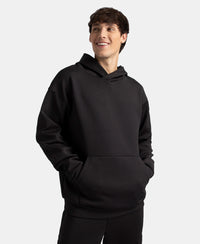 Microfiber Cotton Blend Elastane Stretch Hoodie Sweatshirt - Black