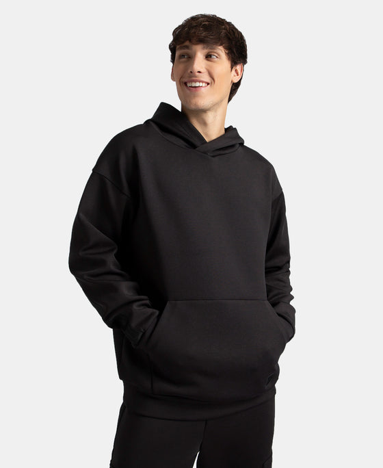 Microfiber Cotton Blend Elastane Stretch Hoodie Sweatshirt - Black