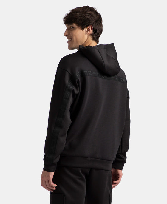 Microfiber Cotton Blend Elastane Stretch Hoodie Sweatshirt - Black