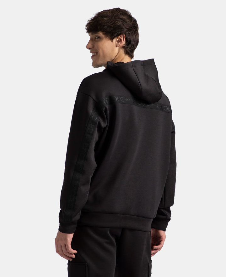 Microfiber Cotton Blend Elastane Stretch Hoodie Sweatshirt - Black