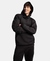 Microfiber Cotton Blend Elastane Stretch Hoodie Sweatshirt - Black