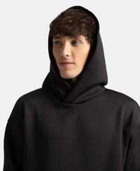 Microfiber Cotton Blend Elastane Stretch Hoodie Sweatshirt - Black