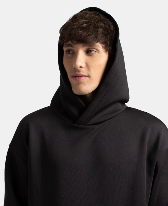 Microfiber Cotton Blend Elastane Stretch Hoodie Sweatshirt - Black