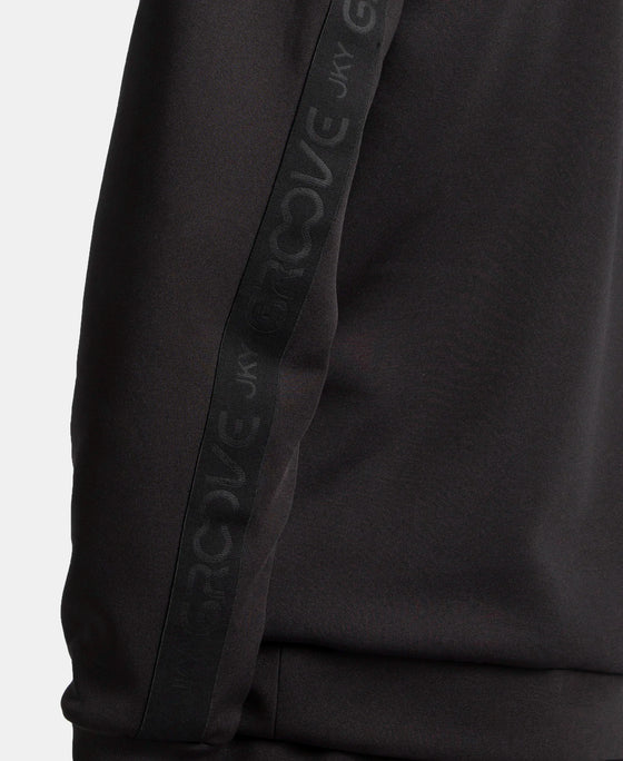 Microfiber Cotton Blend Elastane Stretch Hoodie Sweatshirt - Black
