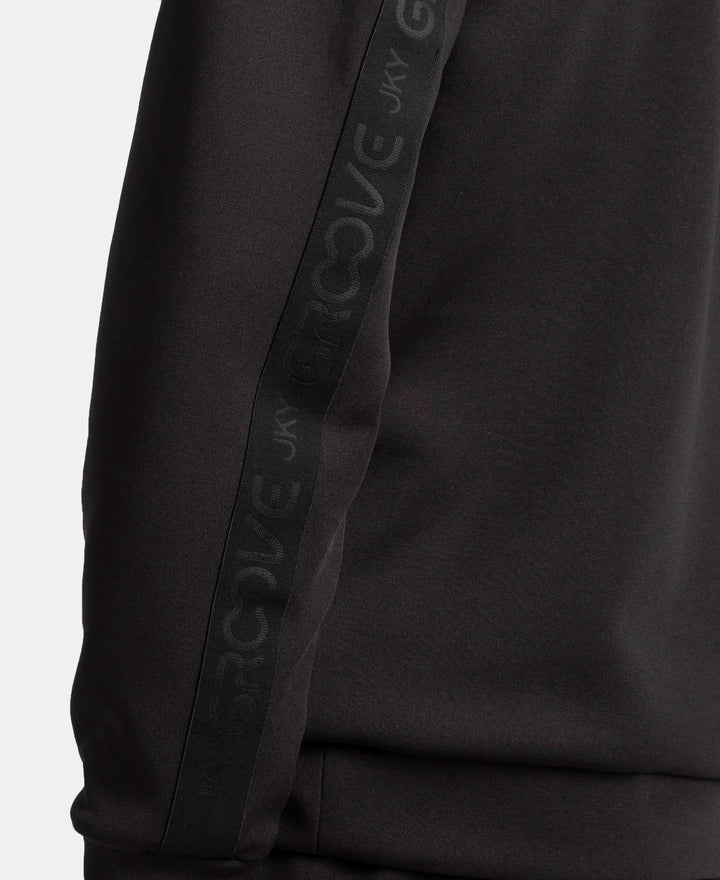 Microfiber Cotton Blend Elastane Stretch Hoodie Sweatshirt - Black