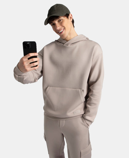 Microfiber Cotton Blend Elastane Stretch Hoodie Sweatshirt - Moon Rock