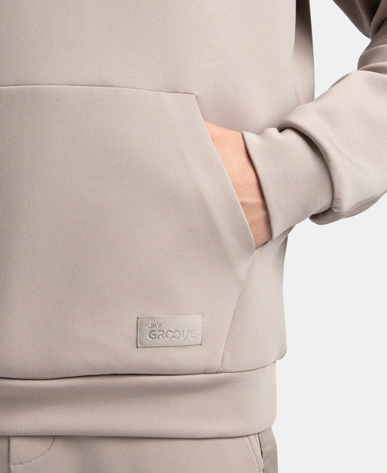 Microfiber Cotton Blend Elastane Stretch Hoodie Sweatshirt - Moon Rock