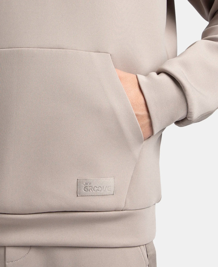 Microfiber Cotton Blend Elastane Stretch Hoodie Sweatshirt - Moon Rock