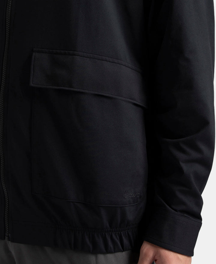 Microfiber Fabric 4 Pocket Full Zip Closure Shacket - Black