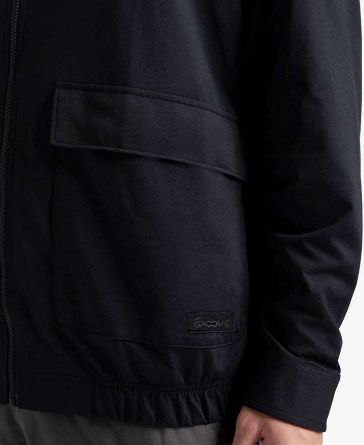 Microfiber Fabric 4 Pocket Full Zip Closure Shacket - Black