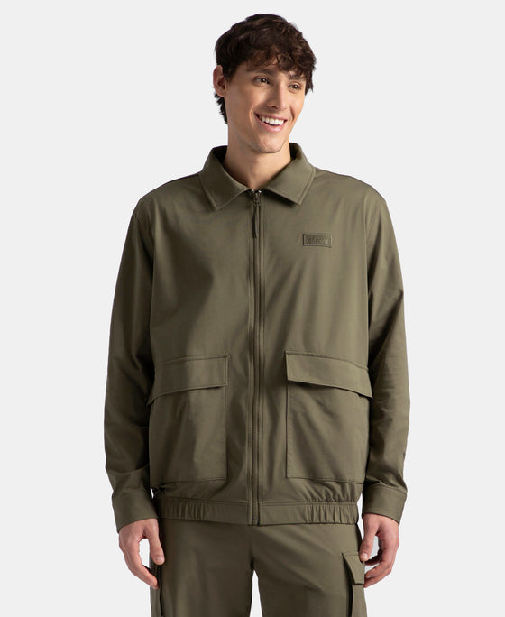 Microfiber Fabric 4 Pocket Full Zip Closure Shacket - Green