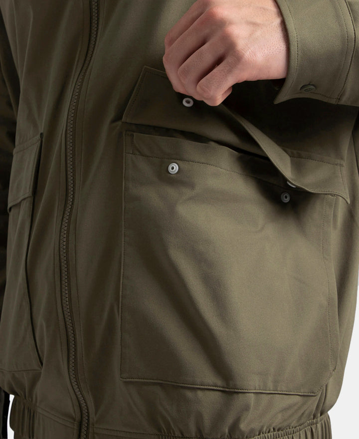 Microfiber Fabric 4 Pocket Full Zip Closure Shacket - Green