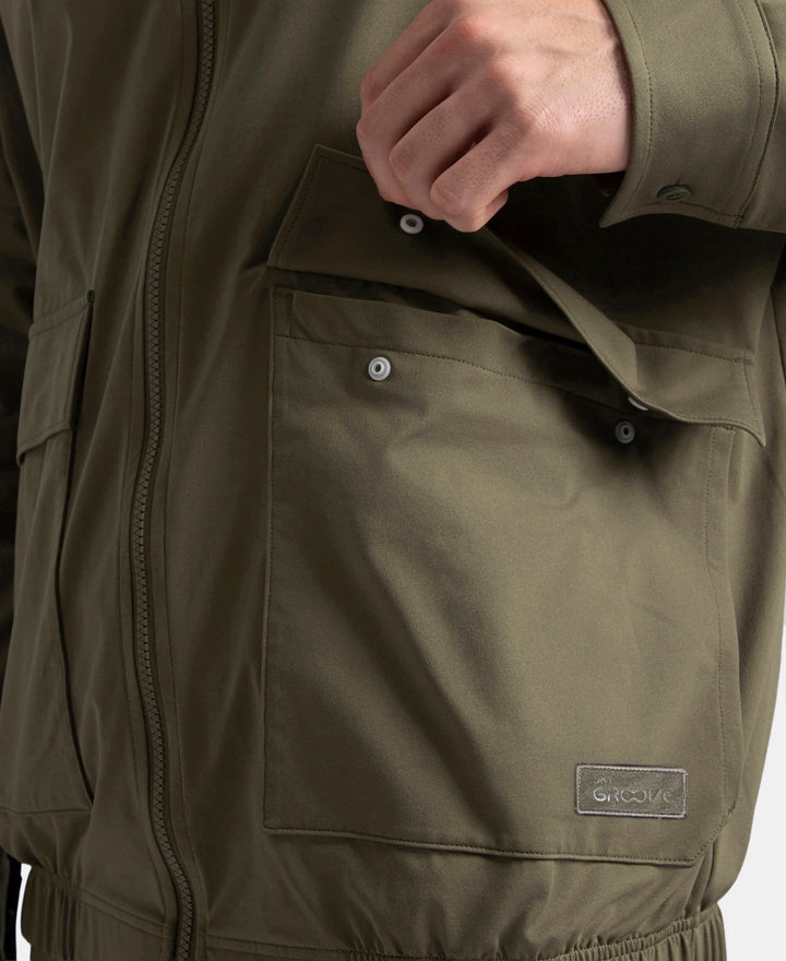 Microfiber Fabric 4 Pocket Full Zip Closure Shacket - Green