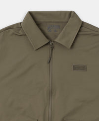 Microfiber Fabric 4 Pocket Full Zip Closure Shacket - Green