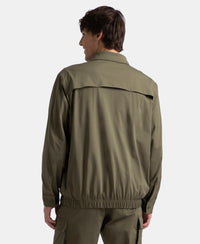 Microfiber Fabric 4 Pocket Full Zip Closure Shacket - Green