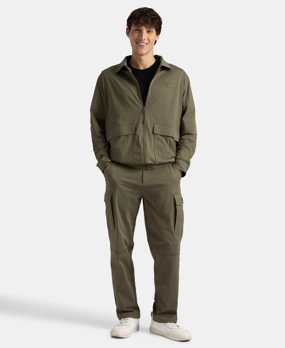 Microfiber Fabric 4 Pocket Full Zip Closure Shacket - Green