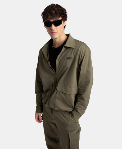 Microfiber Fabric 4 Pocket Full Zip Closure Shacket - Green