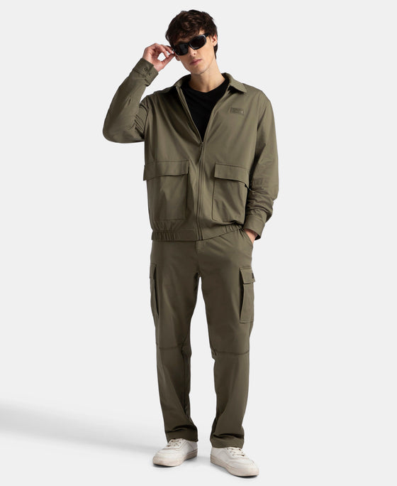 Microfiber Fabric 4 Pocket Full Zip Closure Shacket - Green