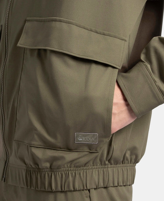 Buy Microfiber Fabric 4 Pocket Full Zip Closure Shacket - Green