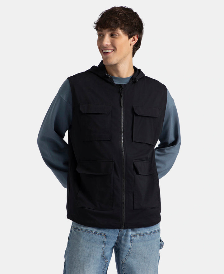 Buy Microfiber Fabric 6 Pocket Full Zip Closure Hoodie Gilet