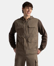 Microfiber Fabric 6 Pocket Full Zip Closure Hoodie Gilet - Green