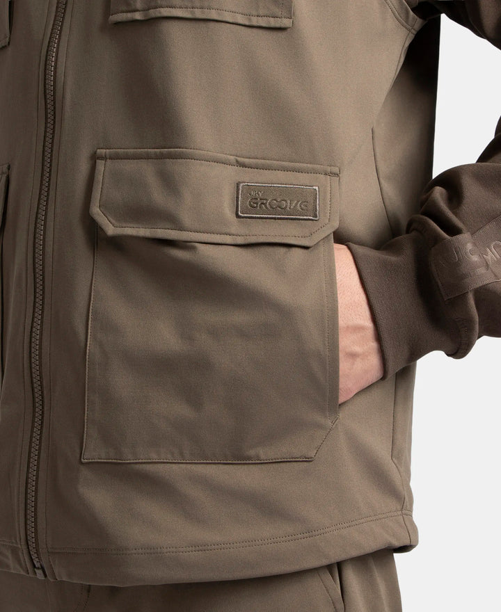 Microfiber Fabric 6 Pocket Full Zip Closure Hoodie Gilet - Green