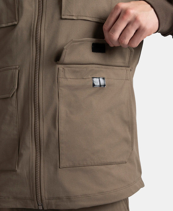 Microfiber Fabric 6 Pocket Full Zip Closure Hoodie Gilet - Green