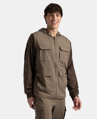 Microfiber Fabric 6 Pocket Full Zip Closure Hoodie Gilet - Green